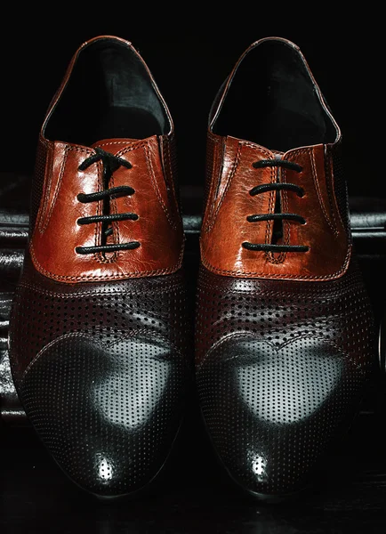 Nuevos zapatos marrones de cuero pulido — Foto de Stock
