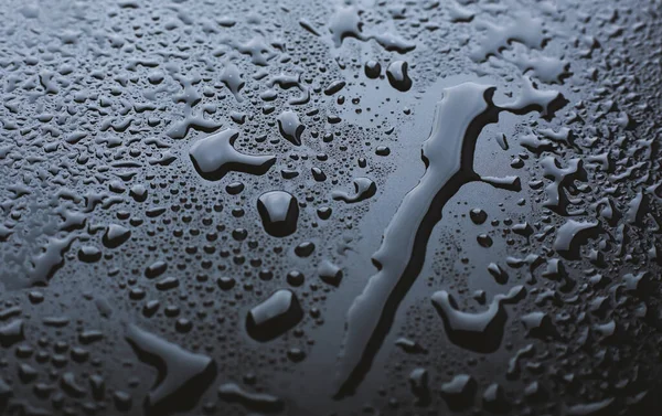 Drops Black Surface — Stock Photo, Image