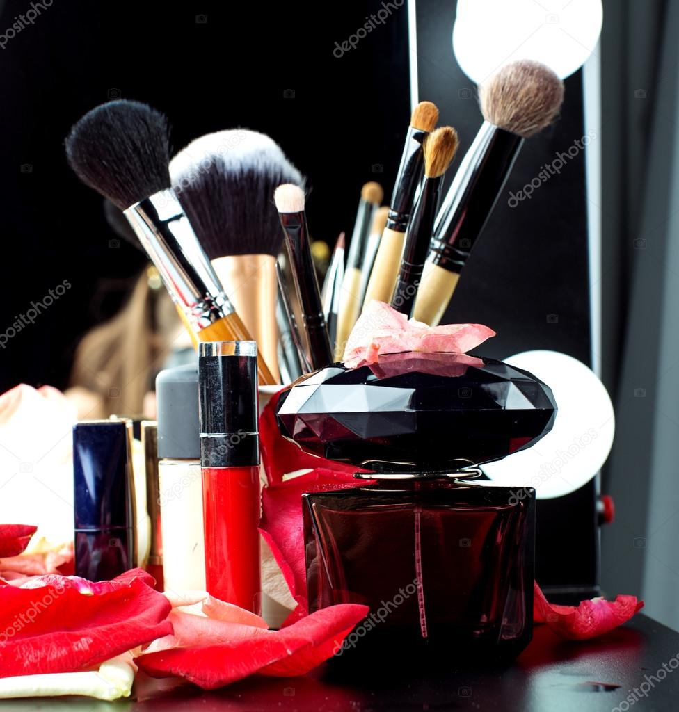 Decorative cosmetics for makeup. Close up.