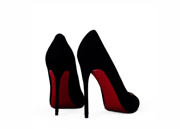 Eleganckie drogie czarny wysoki obcas buty kobiet — Zdjęcie stockowe