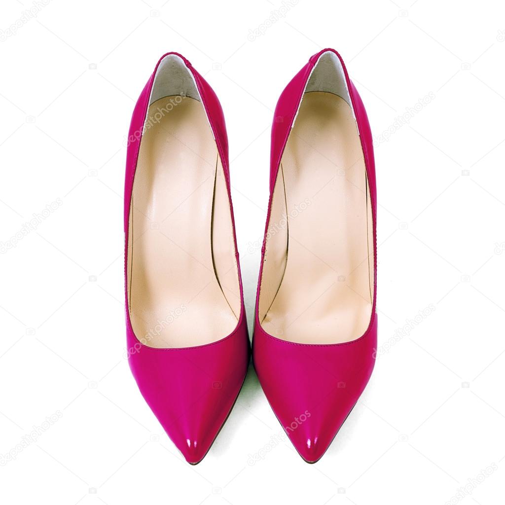 Purple female shoes on a white background