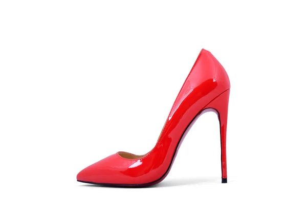 Luxus piros női cipő, elszigetelt, felett fehér — Stock Fotó