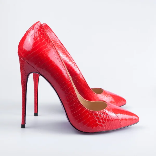 Ladies red  leather shoes — Stock Photo, Image