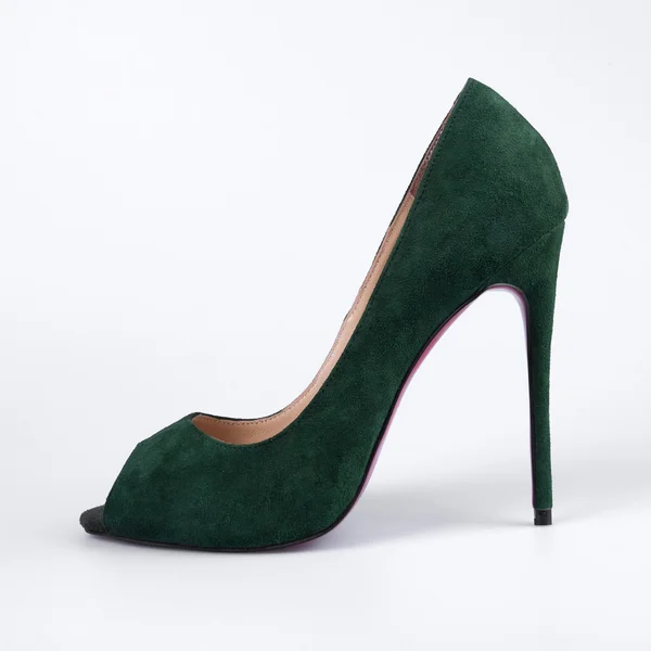 Női zöld bőr cipő — Stock Fotó