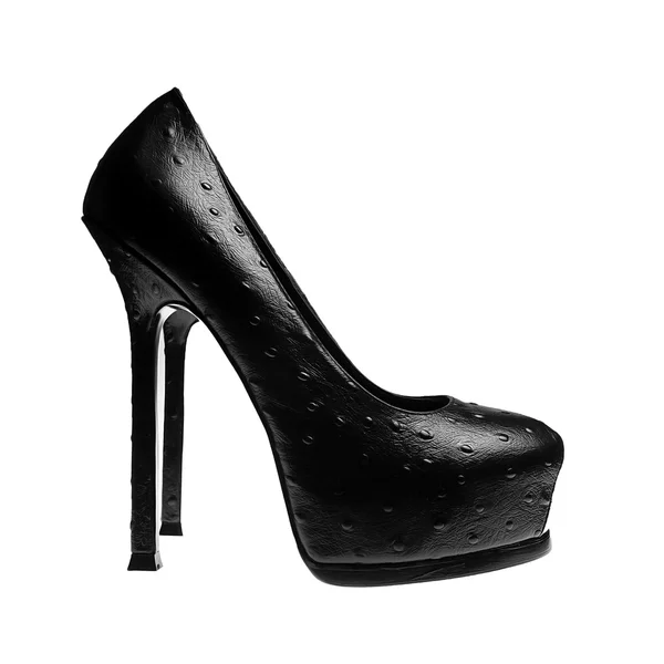 Nero scarpe donna tacco alto isolato su bianco — Foto Stock