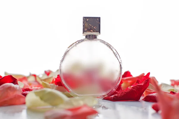 Parfum féminin avec des fleurs — Photo