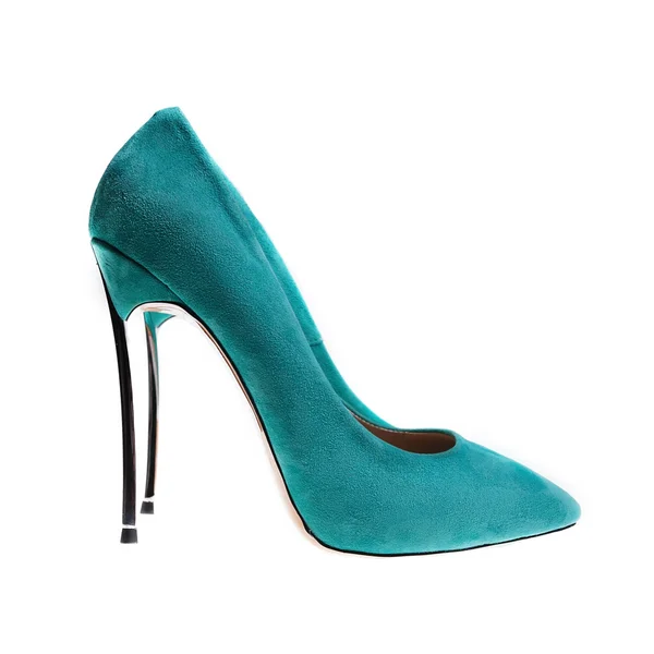 Kék női magas sarkú cipő — Stock Fotó