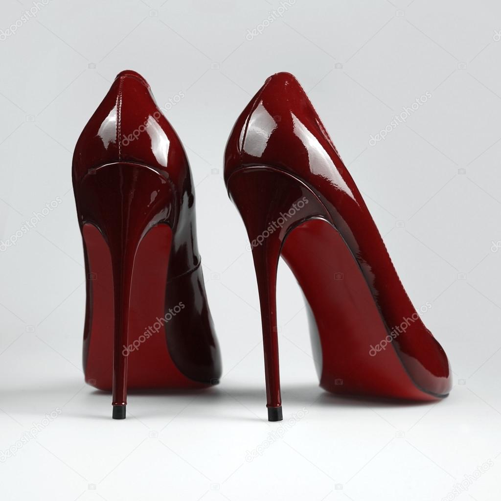 Ladies red patent leather shoes