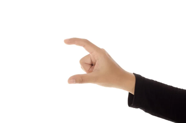 Kadın el yapımı tabelada beyaz arka plan