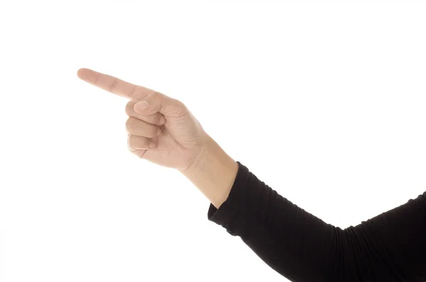 Woman hand making sign on white background — Stock Photo, Image