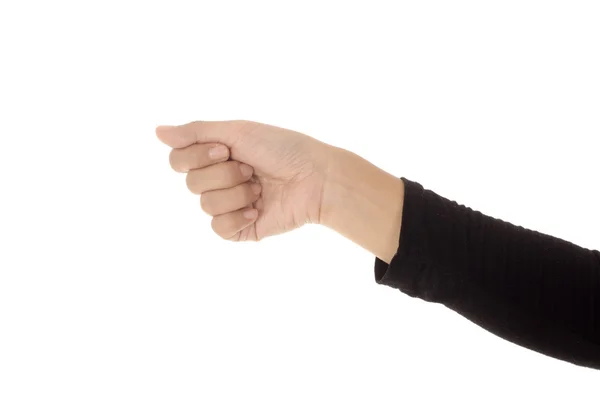 Kadın el yapımı tabelada beyaz arka plan