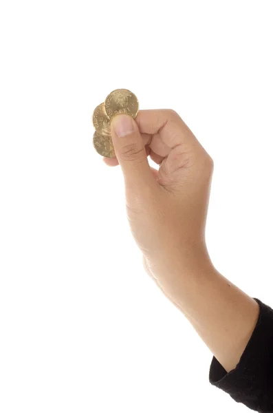 Paralar, tutan el Closeup kavramı kaydetme