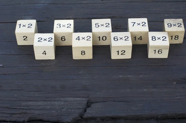 Ahşap arka plan üzerinde matematiksel formül küp