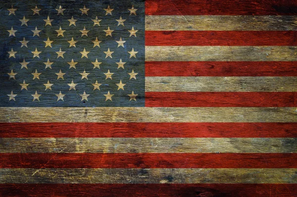 American flag on grunge wooden background — Stock Photo, Image