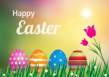 Paskalya yumurtaları ve Lale çayır üzerinde 