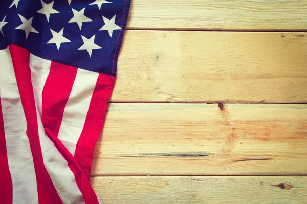 American flag on wooden background — Stock Photo, Image