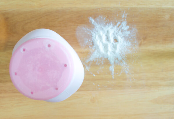 The pink Talcum powder container