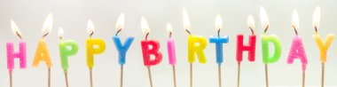 Colorful candles in letters  Happy Birthday
