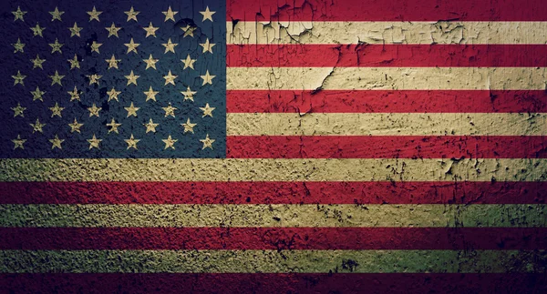 American flag on grunge wall background — Stock Photo, Image