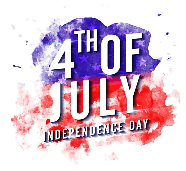 4th of July on abstract brush strokes decorated background — Stock Vector