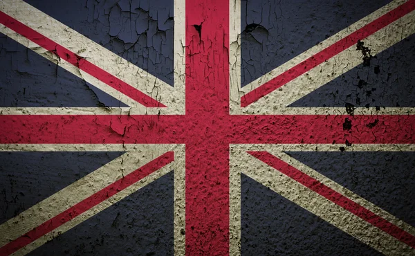Vlajka Velké Británie na starých grunge stěna pozadí — Stock fotografie