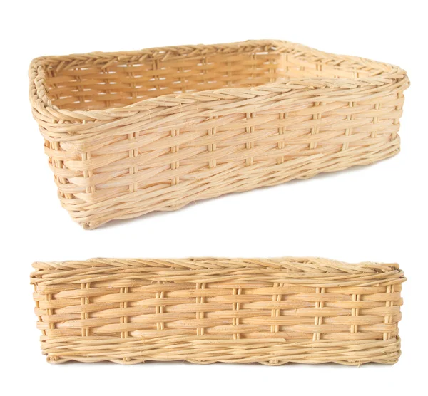 Empty wicker basket isolated — Stock Photo, Image