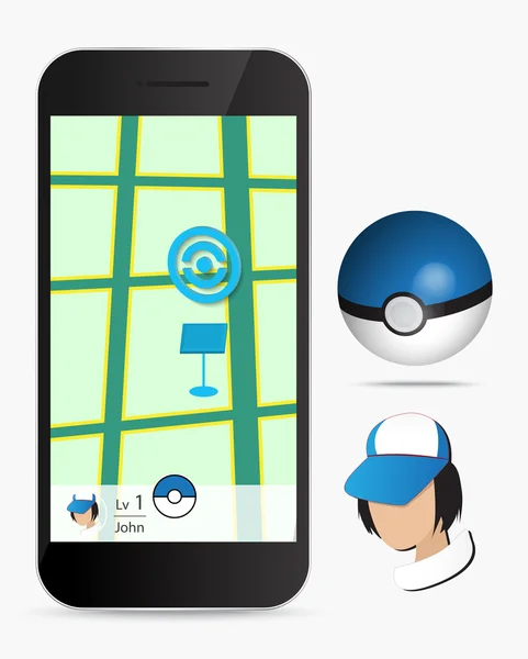 Blue Game Balls Jouer au jeu sur smartphone — Image vectorielle
