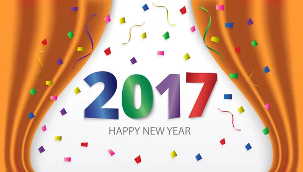 Szczęśliwego nowego roku 2017. Kolorowy błyszczący typu na tle ściągaczem — Wektor stockowy