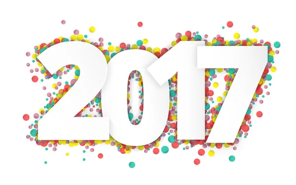 Feliz ano novo 2017 com confete . — Vetor de Stock