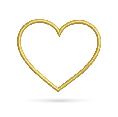 Beyaz arkaplanda izole edilmiş altın kalp çerçevesi