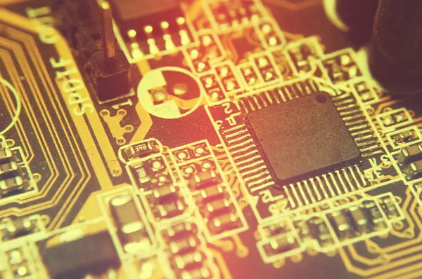 Close-up van elektronische circuit board met processor — Stockfoto