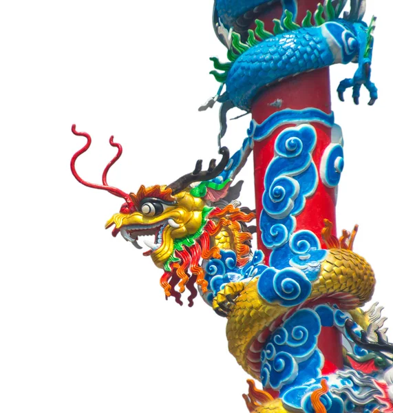 Chinese dragon statue pole — Stock Photo, Image