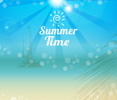 Summer time poster yach silhouette background