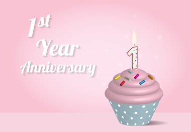 1 yıl yıldönümü cupcake