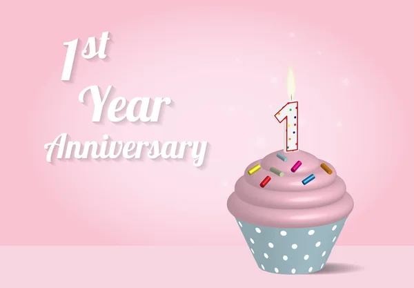 1 Jahr Jubiläum Cupcake — Stockvektor