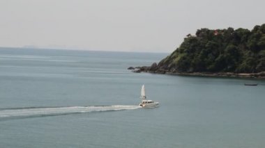 Yat ve hız tekne havadan görünümü tropikal Beach