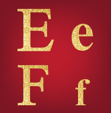 E F alfabe seti altın payetler uydurdum 