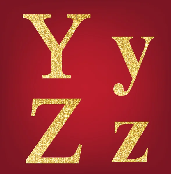 Y Z alphabet set  made up of gold spangles — Stock Vector