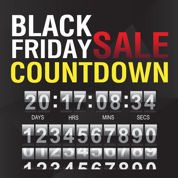 Countdown-Timervorlage zum Black Friday — Stockvektor