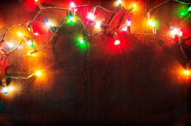 Noel ışık ahşap arka plan üzerinde