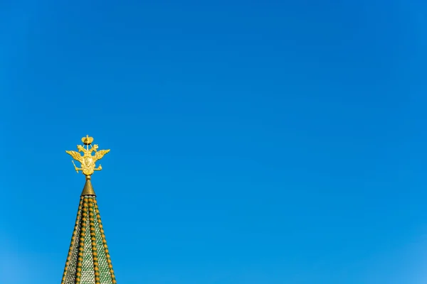 Gold plated double-headed eagle on the spire of the Historical M — Stock Photo, Image