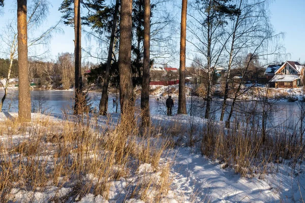 Начало Зимы Реке Талке Городе Иваново Солнечный Морозный День Россия — стоковое фото