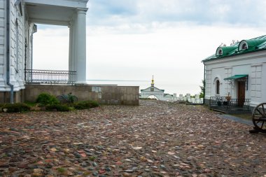 The cobblestones in the courtyard of the Church.