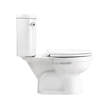 Beyaz klozet banyo, klip yol ile izole