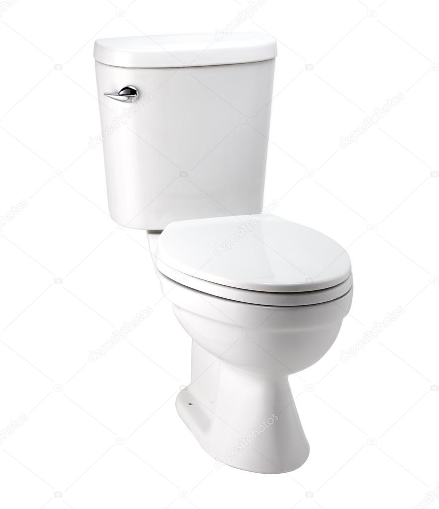 White toilet bowl in bathroom with clip path