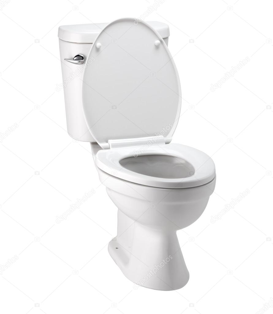 White toilet bowl in bathroom with clip path