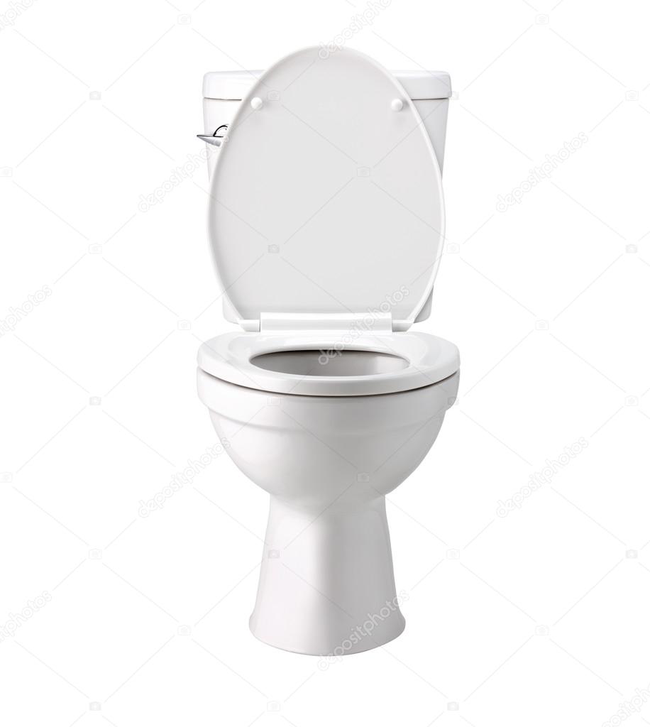 White toilet bowl bowl in a bathroom, isolated on white, photo image with clip path