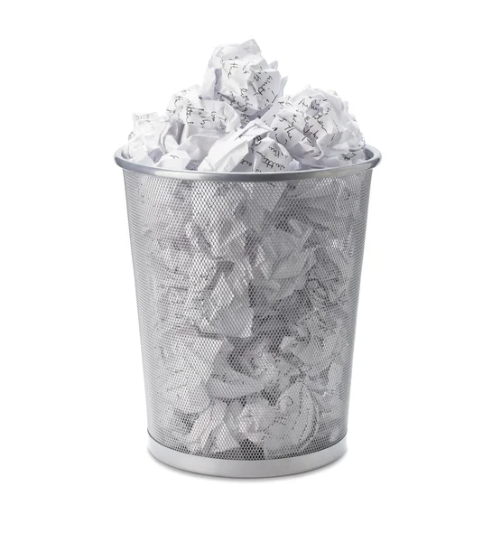 Crumpled, wastepaper, junk garbage can recycle and trash, bin, rubbish — Stock Photo, Image