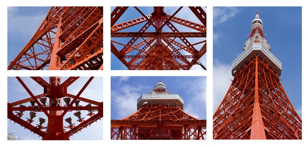 Detalhe da torre de Tóquio, o marco do Japão no céu azul — Fotografia de Stock