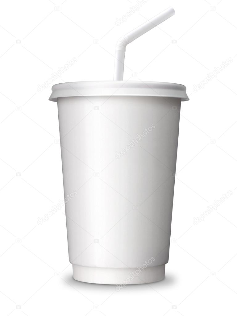 Paper cup for soft drink, juice, soda with blank space Stock Photo